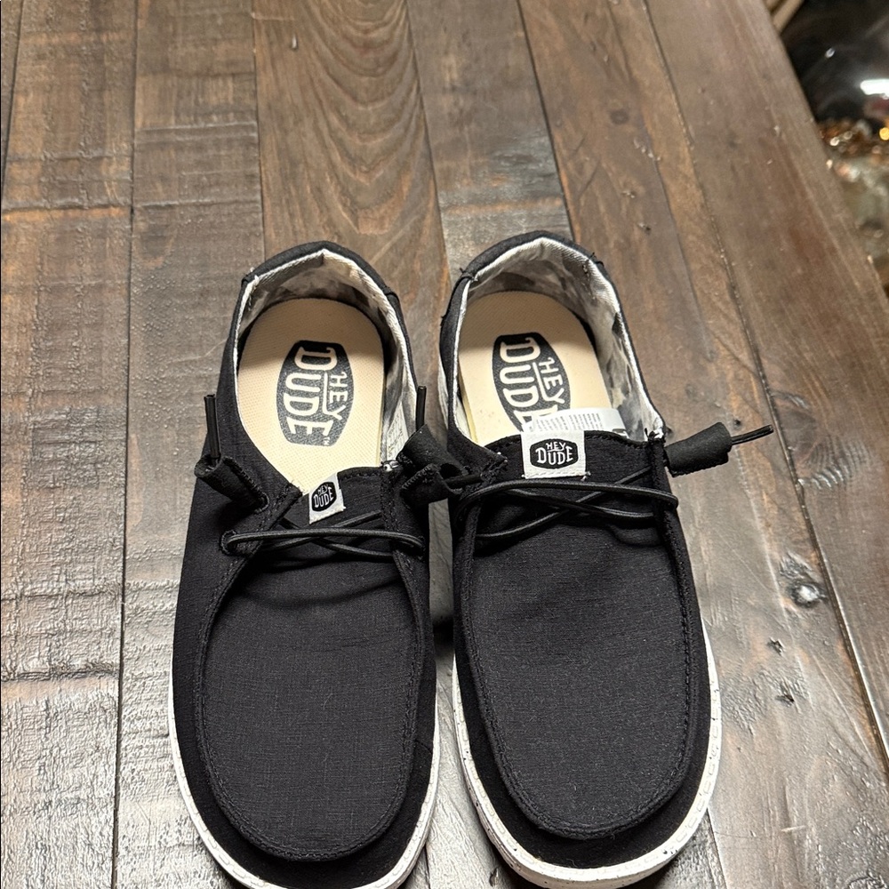Hey Dude Ladies Black Canvas Slip-On Loafers size W7
